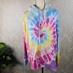 Ivory Ella Size Medium Tie Dye Hoodie Sweatshirt Kangaroo Pocket Drawstring Hood